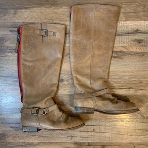 Steve Madden Roady Tan Leather Knee High Boots
